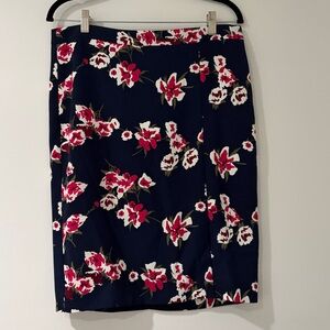 J. Crew Factory Navy Skirt with Pink Floral Accents